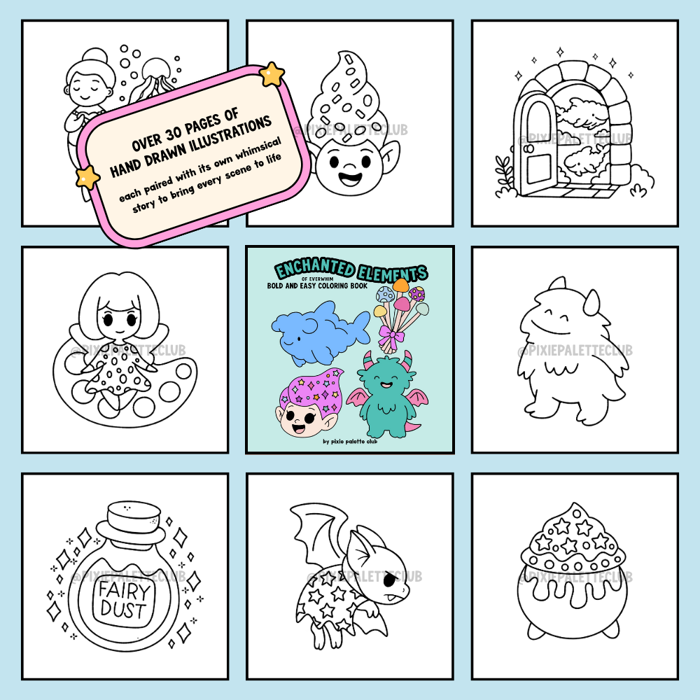 Enchanted Elements of Everwhim Bold and Easy Coloring Book