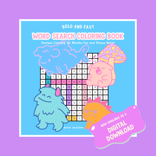 Pixie Puzzles: Bold and Easy Word Search Coloring Book